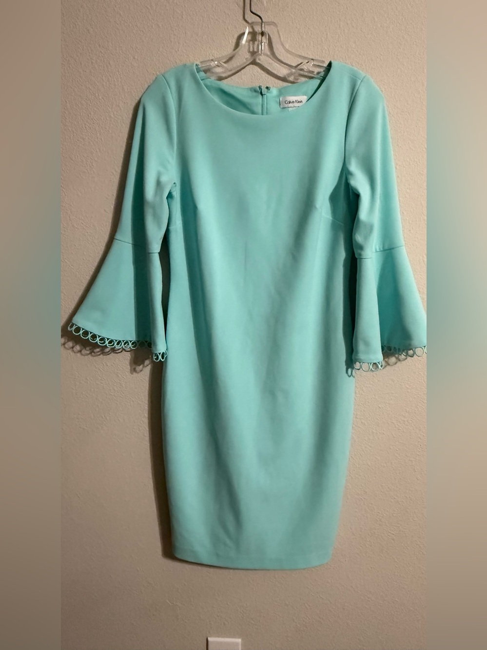 Calvin Klein Aqua Bell-Sleeve Midi Dress